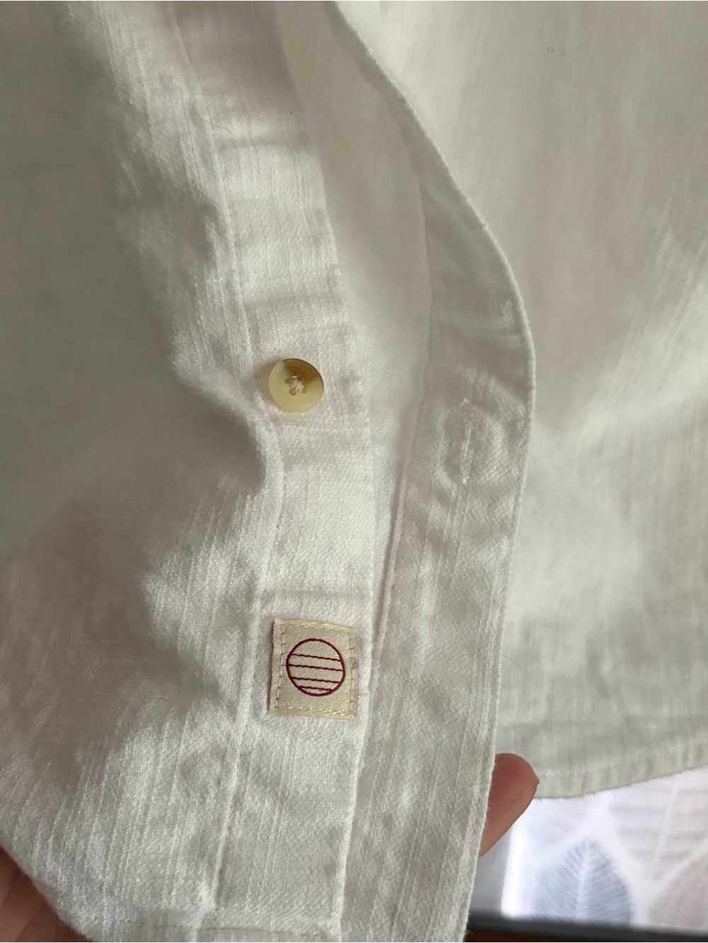 Marine Layer Stretch Selvage Short Sleeve Shirt Cotton in Natural Ivory XXL - Picture 10 of 14